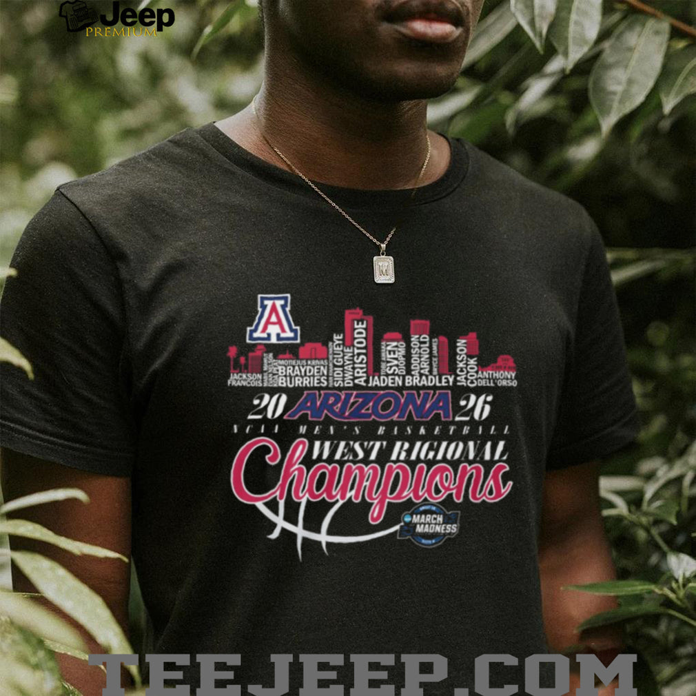 Arizona 2026 NCAA Men’s Basketball West Regional Champions City Skyline T Shirt