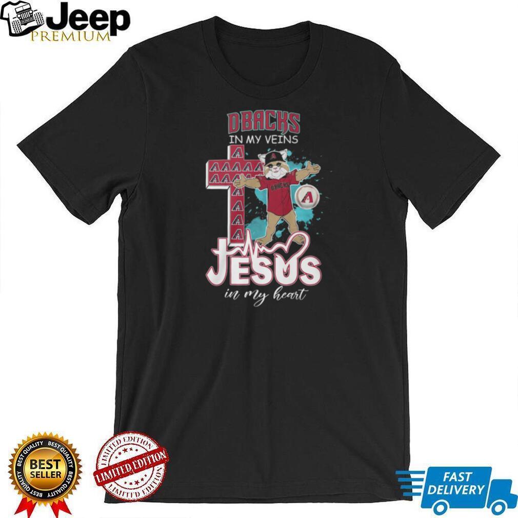 Arizona D Backs Baxter The Bobcat Cross Heartbeat Jesus In My Heart T Shirt