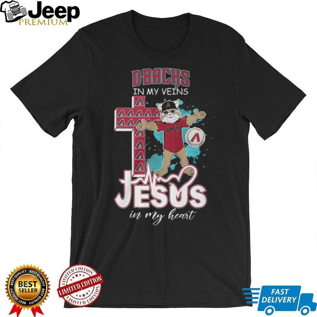 Arizona Diamondbacks Fan Apparel D Backs in my Veins Jesus in my Heart Baxter Mascot T Shirt
