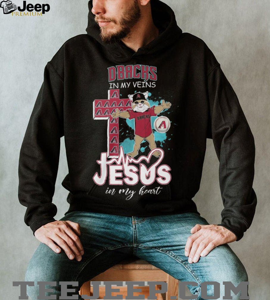 Arizona Diamondbacks Fan Apparel D Backs in my Veins Jesus in my Heart Baxter Mascot T Shirt