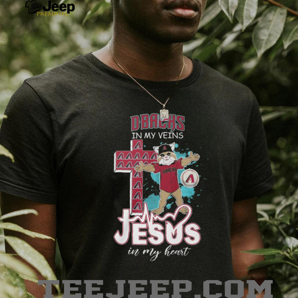 Arizona Diamondbacks Fan Apparel D Backs in my Veins Jesus in my Heart Baxter Mascot T Shirt