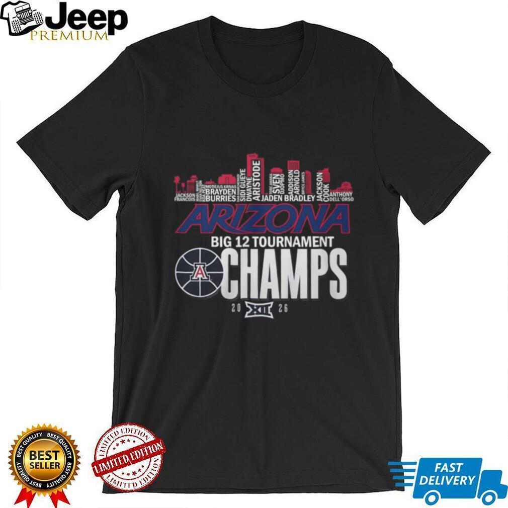 Arizona Wildcats 2026 Big 12 Tournament Champs City Skyline T Shirt