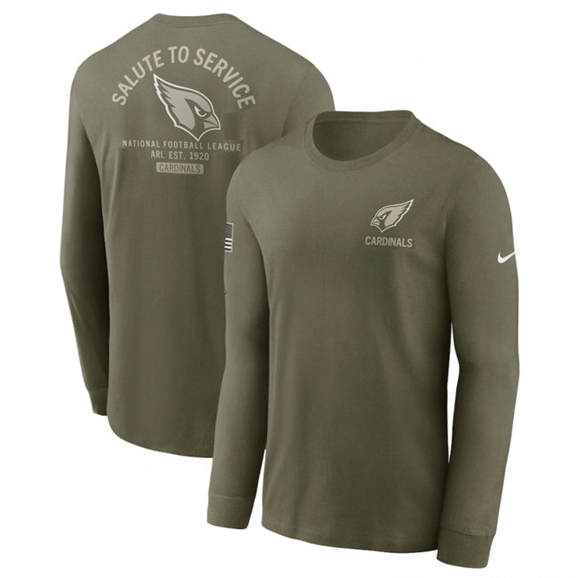 Arizona Cardinals Olive 2025 Salute to Service Sideline Long Sleeve T-Shirt