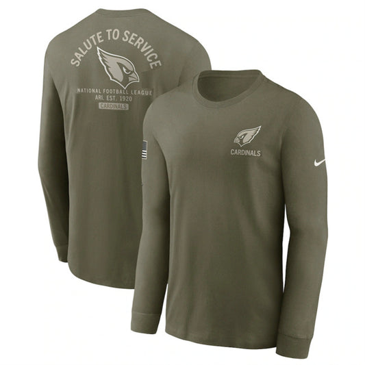 Arizona Cardinals Olive 2025 Salute to Service Sideline Long Sleeve T-Shirt