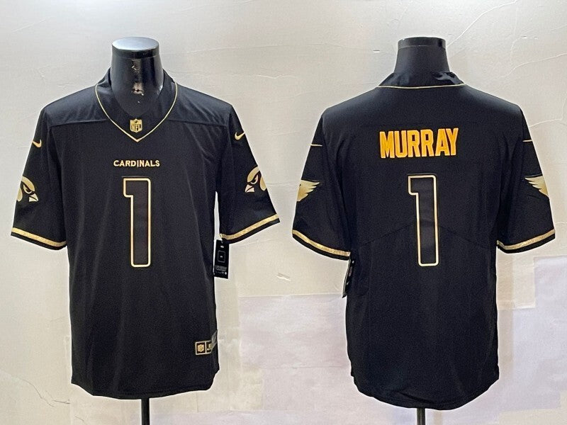 Arizona Cardinals #1 Kyler Murray Red Retro Gold Text Style 1