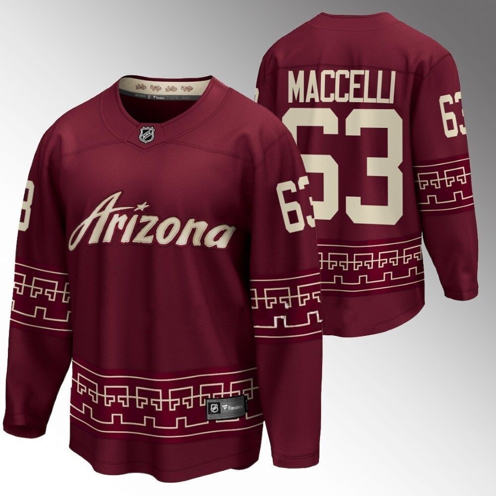 Arizona Coyotes #63 Matias Maccelli 2022-23 Desert Night Alternate Garnet Jersey