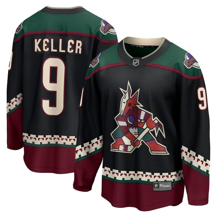 Arizona Coyotes #9 Clayton Keller Branded Home Breakaway Jersey - Black