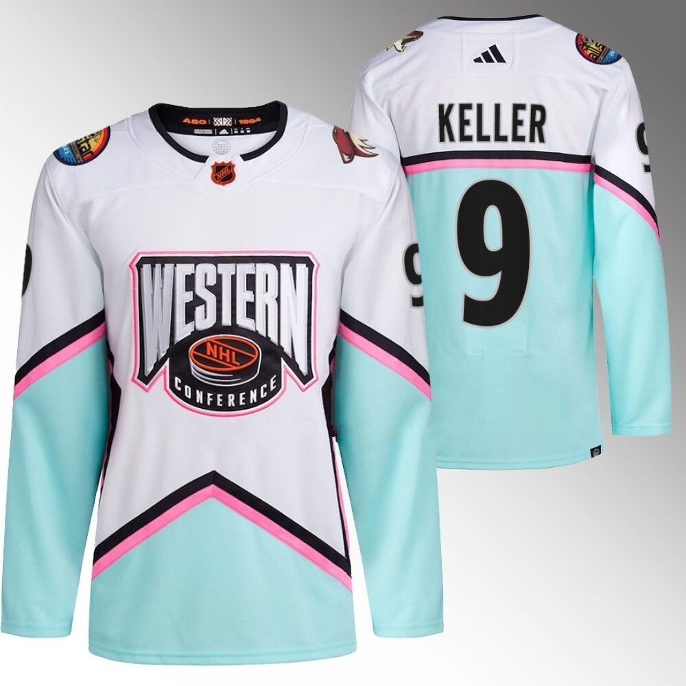 Arizona Coyotes #9 Clayton Keller White 2023 NHL All-Star Western Conference Authentic Jersey_conew1