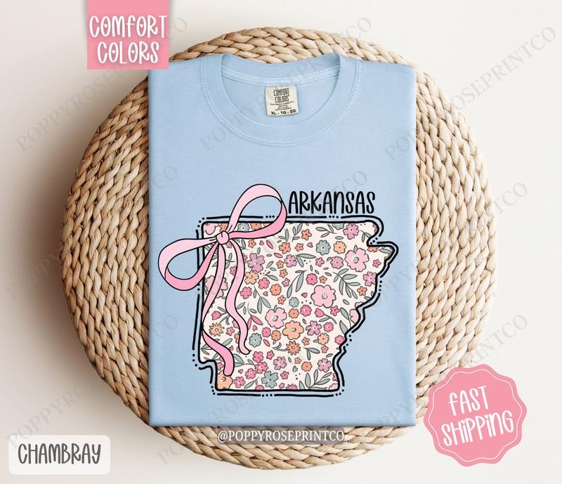 Arkansas Comfort Colors State Tshirt, Cute Arkansas Shirt, Arkansas Tshirt, Arkansas Shirt