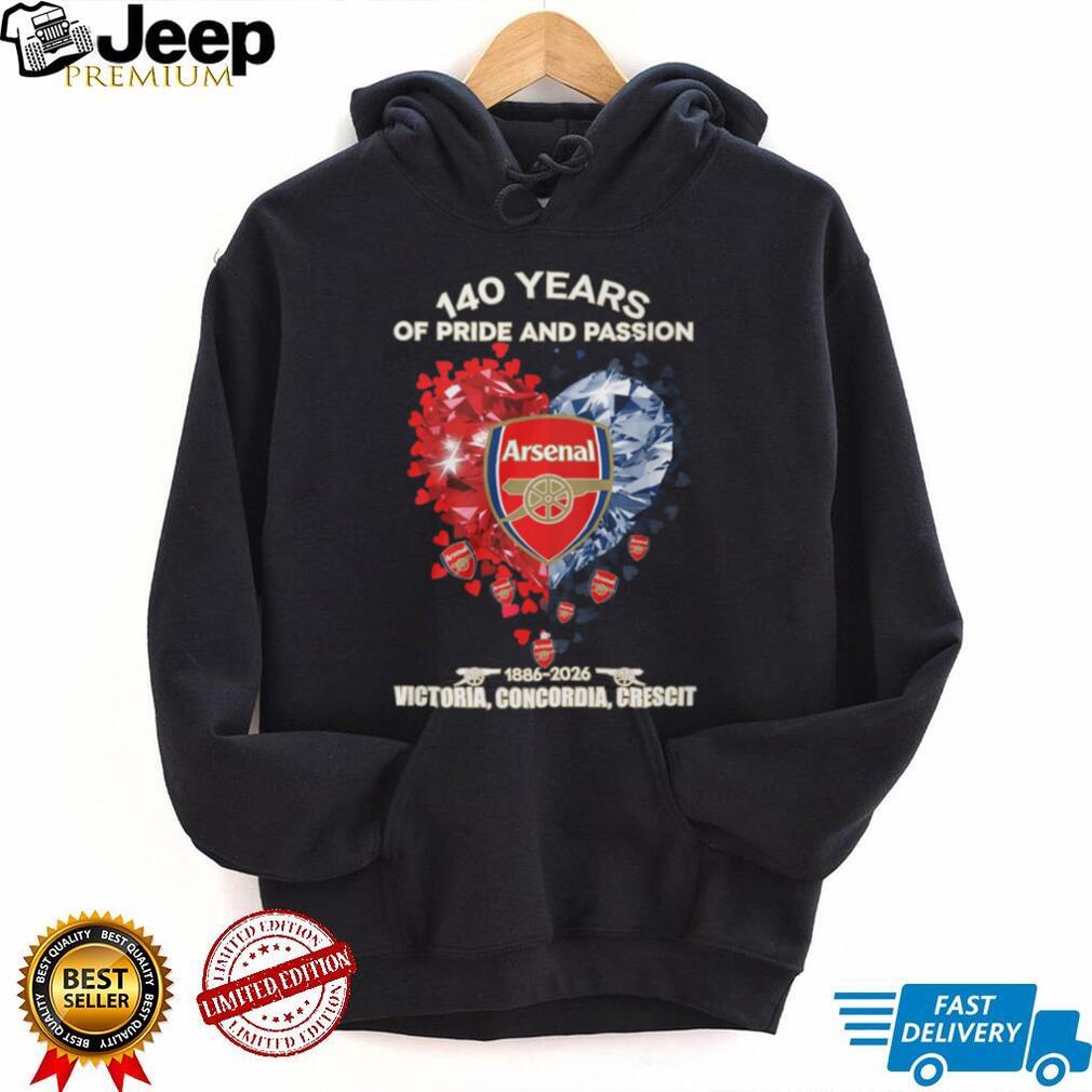 Arsenal FC 140 Years Anniversary 1886 2026 Pride And Passion T Shirt