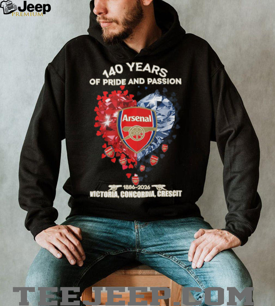 Arsenal FC 140 Years Anniversary 1886 2026 Pride And Passion T Shirt