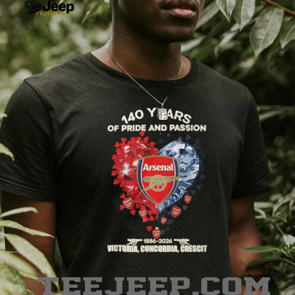 Arsenal FC 140 Years Anniversary 1886 2026 Pride And Passion T Shirt