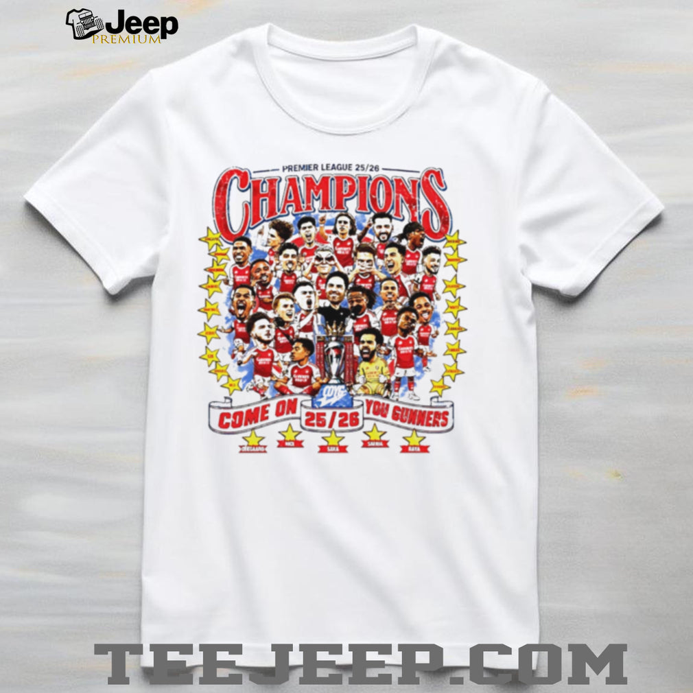 Arsenal FC Premier League 2025 2026 Champions Come one you gunner caricature shirt