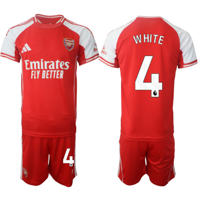 Arsenal F.C #4 Ben White Red 2025 Home Soccer Jersey Suit