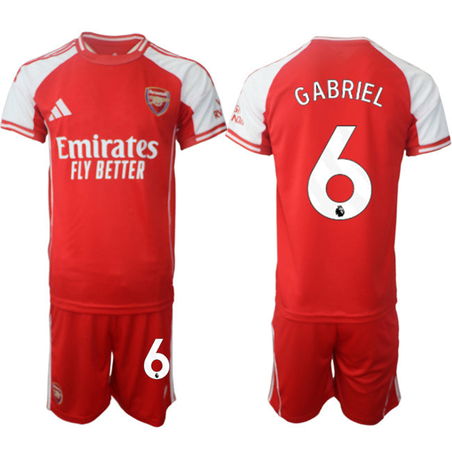 Arsenal F.C #6 Gabriel Red 2025 Home Soccer Jersey Suit