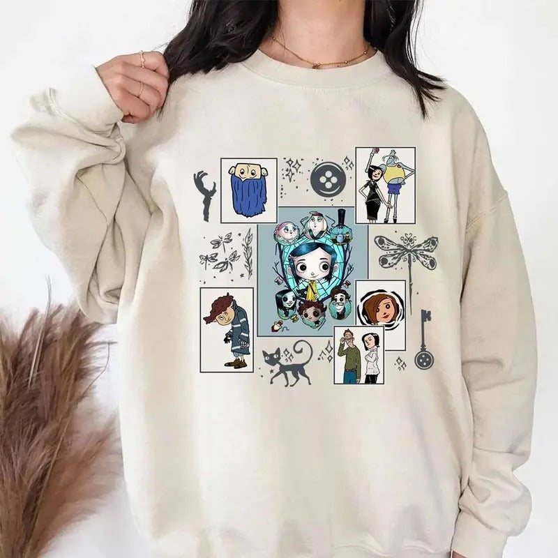 Art Coraline Halloween Movie Sweatshirt Tshirt Hoodie, Funny circus Corr.aa.lineee sweatshirt,  Spooky movie Hoodie, Doll TShirt, Movie Retro Horror Sweatshirt, Halloween Gift Tshirt, Graphic Hoodie