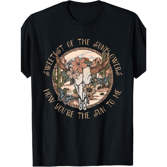 Art style, cotton T-shirt, Sweetest Of The Sunflowers, niche design print, high quality breathable material, soft and skin friendly Made in USA