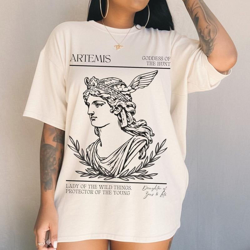 Artemis Greek Mythology Greek Goddess Of The Hunt Goddess Artemis Shirt Greek Apparel Dark Academia Top Literature Shirt Apollo Hades