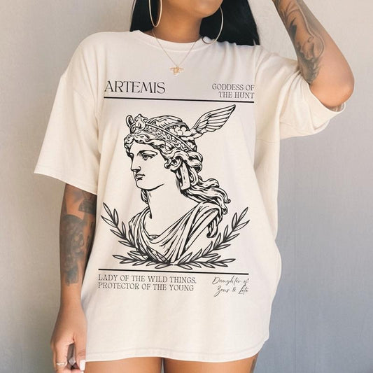 Artemis Greek Mythology Greek Goddess Of The Hunt Goddess Artemis Shirt Greek Apparel Dark Academia Top Literature Shirt Apollo Hades