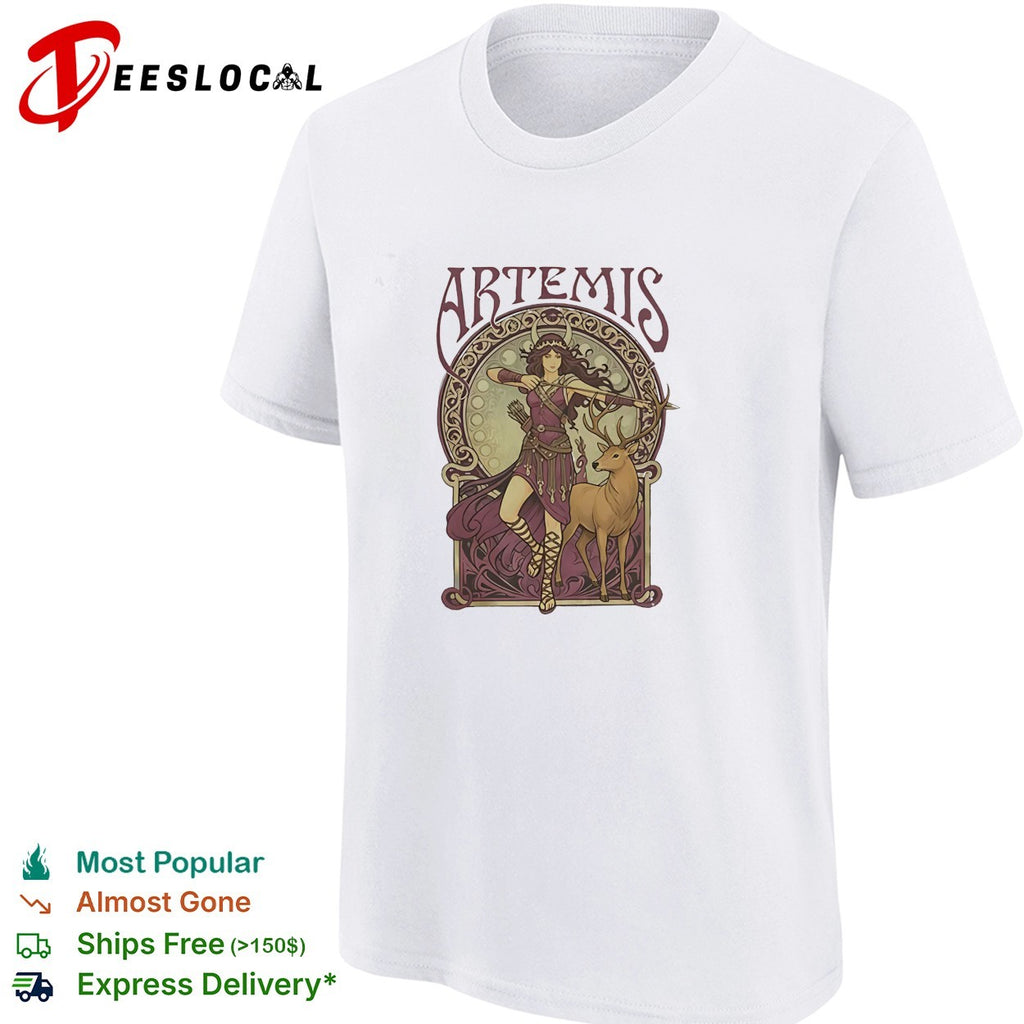 Artemis Greek goddess archer with deer shirt