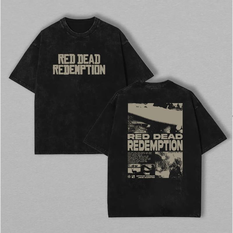 Arthur Morgan Red D4ad Redemption 2 Vintage Washed Tee, Cowboy Graphic Shirt, Retro Streetwear Essential for gamers
