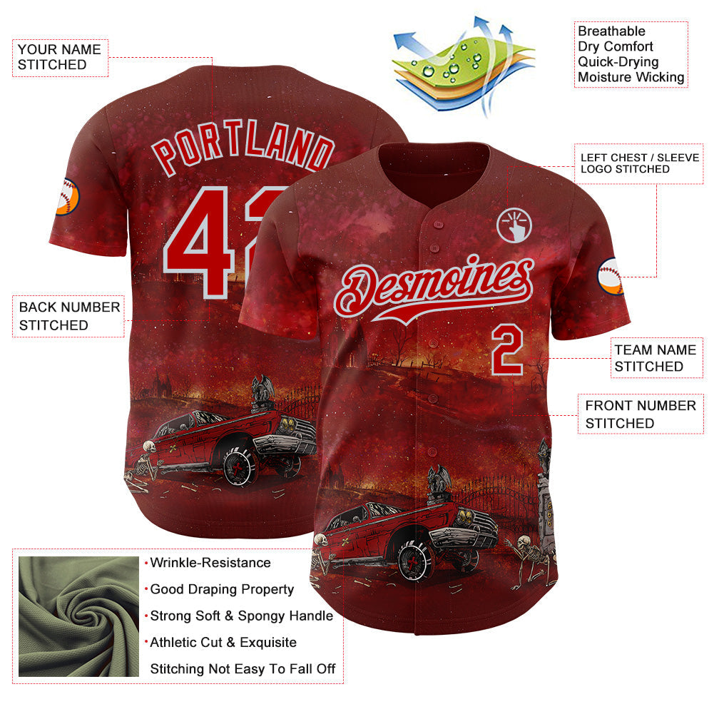 Custom Red-Silver David Lozeau Slammed And Damned Authentic Baseball Jersey