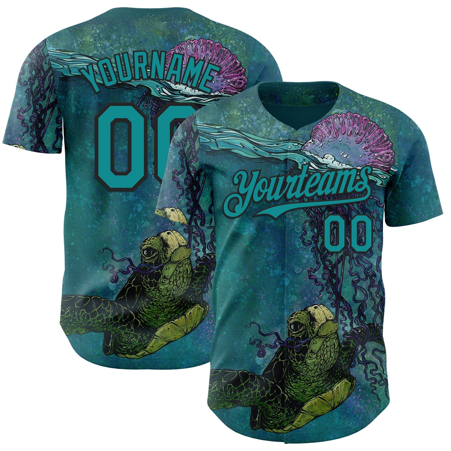 Custom Blue Teal-Black David Lozeau Turtle Buddy And Jelly Authentic Baseball Jersey