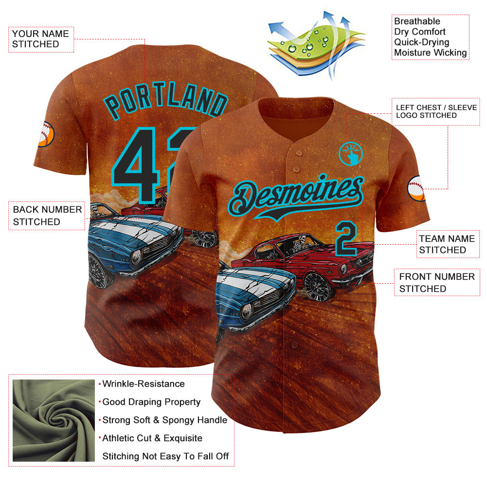 Custom Orange Black-Lakes Blue David Lozeau Flexing Muscle Authentic Baseball Jersey