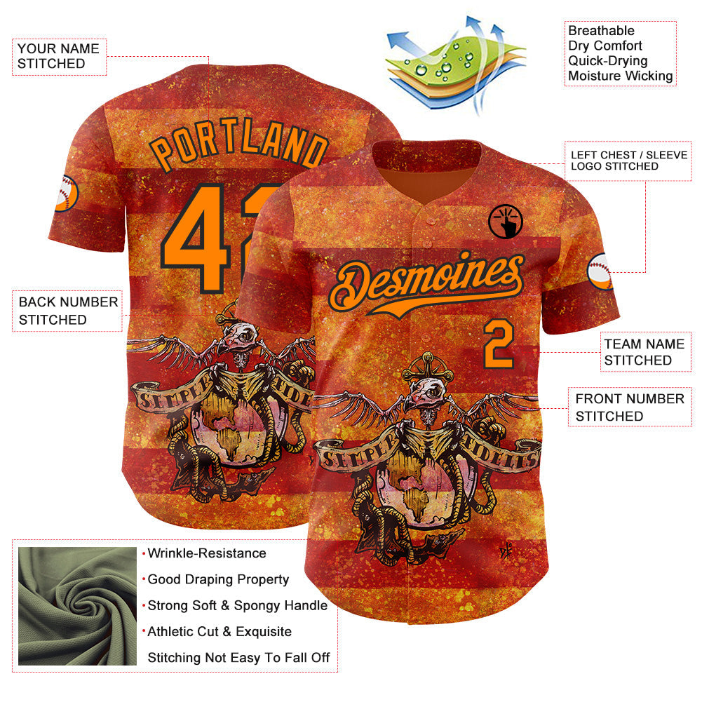 Custom Orange Bay Orange-Black David Lozeau Semper Fidelis Authentic Baseball Jersey