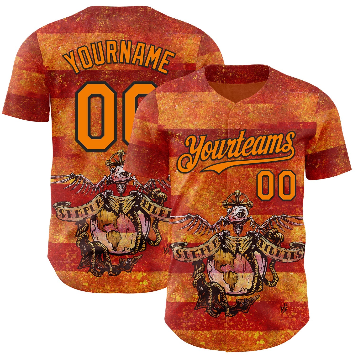 Custom Orange Bay Orange-Black David Lozeau Semper Fidelis Authentic Baseball Jersey