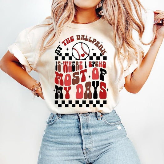 At The Ballpark, Baseball Game Day, Baseball Mama Tshirt