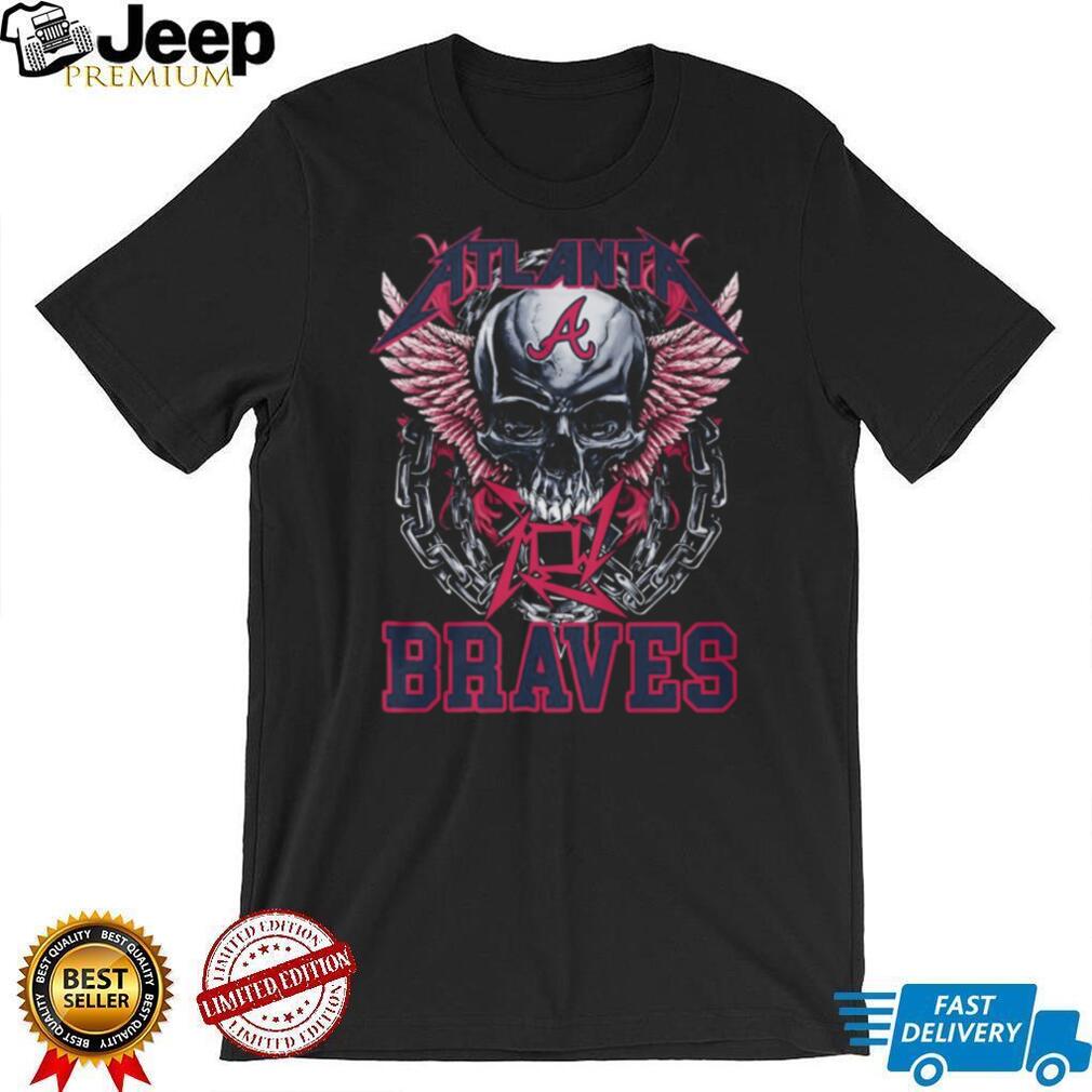 Atlanta Braves Metallica Style Skull Wings T Shirt Heavy Metal MLB Fan Apparel