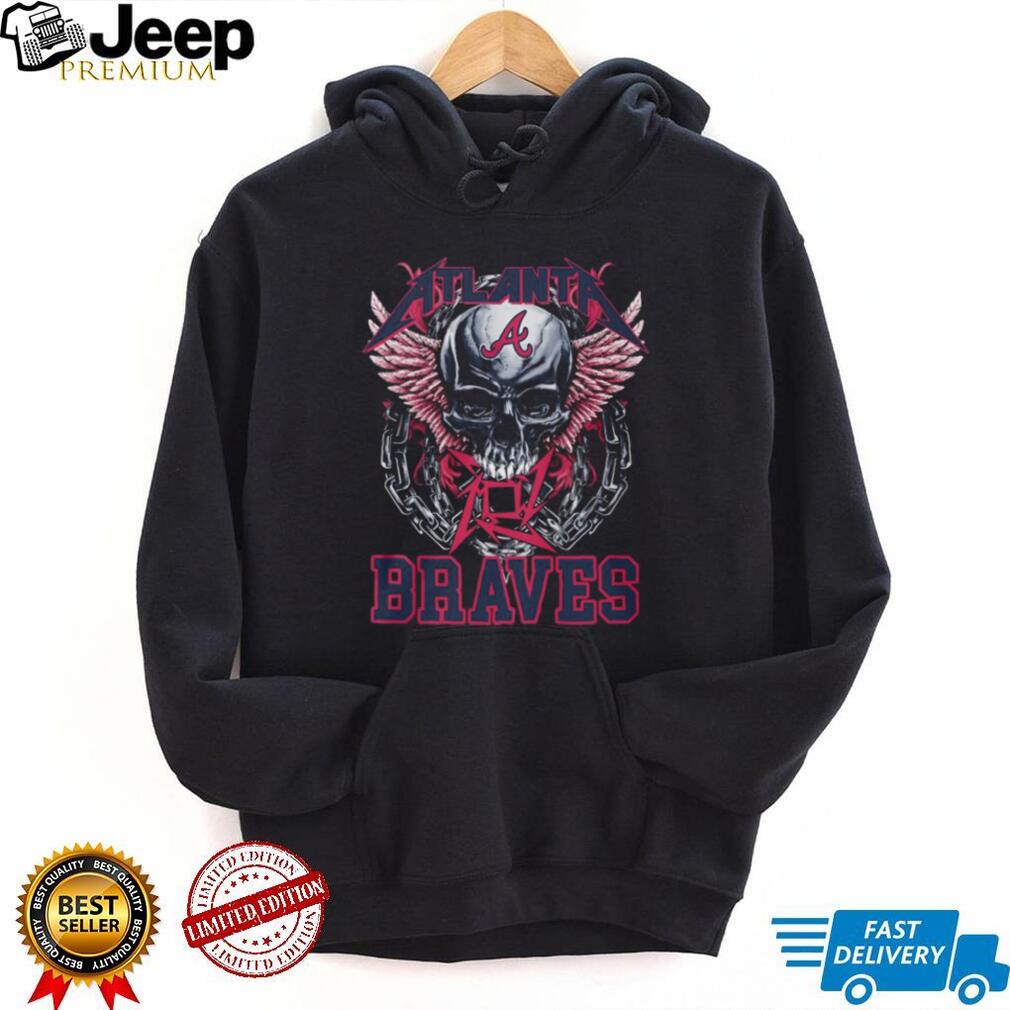 Atlanta Braves Metallica Style Skull Wings T Shirt Heavy Metal MLB Fan Apparel