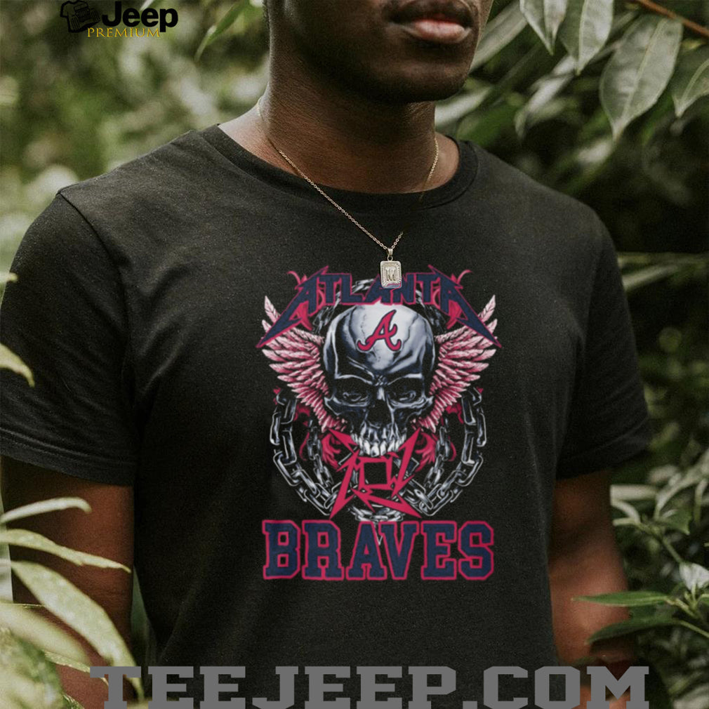 Atlanta Braves Metallica Style Skull Wings T Shirt Heavy Metal MLB Fan Apparel