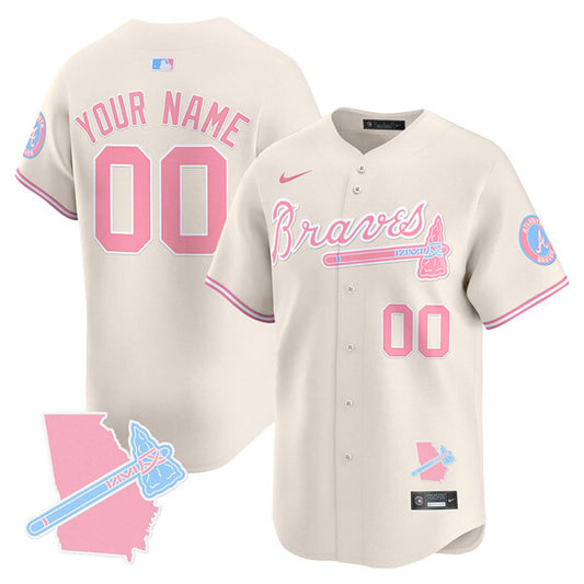 Atlanta Braves Active Player Custom Cream Bubblegum Pink Vapor Premier