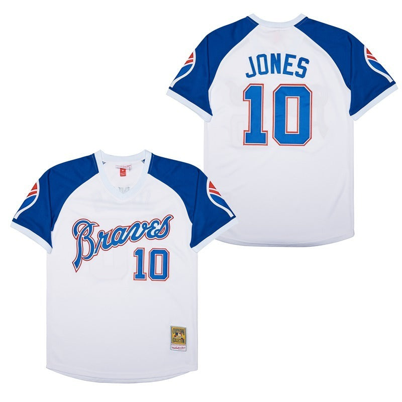 Atlanta Braves #10 Chipper Jones Warriors 10 White Pullover Retro