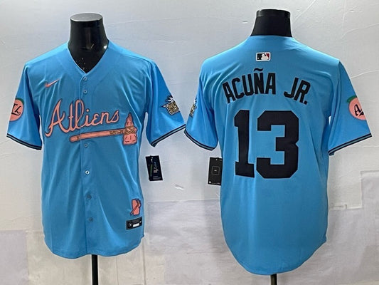 Atlanta Braves #13 Ronald Acuna Jr. Warriors 5 Collaboration Style 1