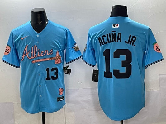 Atlanta Braves #13 Ronald Acuna Jr. Warriors 5 Collaboration Style 2