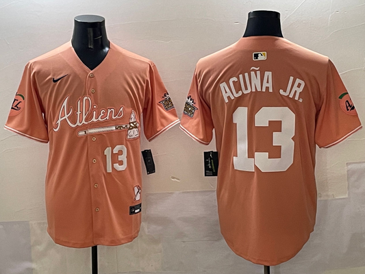 Atlanta Braves #13 Ronald Acuna Jr. Warriors 5 Collaboration Style 7