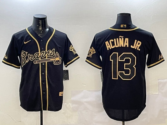 Atlanta Braves #13 Ronald Acuna Jr. Warriors Gold Text Style 2