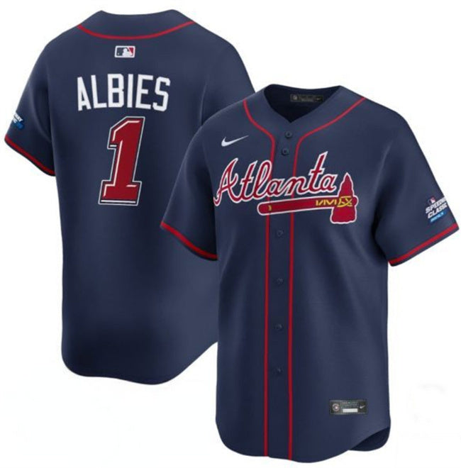 Atlanta Braves #1 Ozzie Albies Navy 2025 Speedway Classic Alternate Limited Stitched