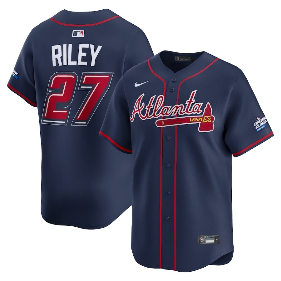 Atlanta Braves #27 Austin Riley 2025 MLB Speedway Classic Alternate Limited Player Jersey - Navy