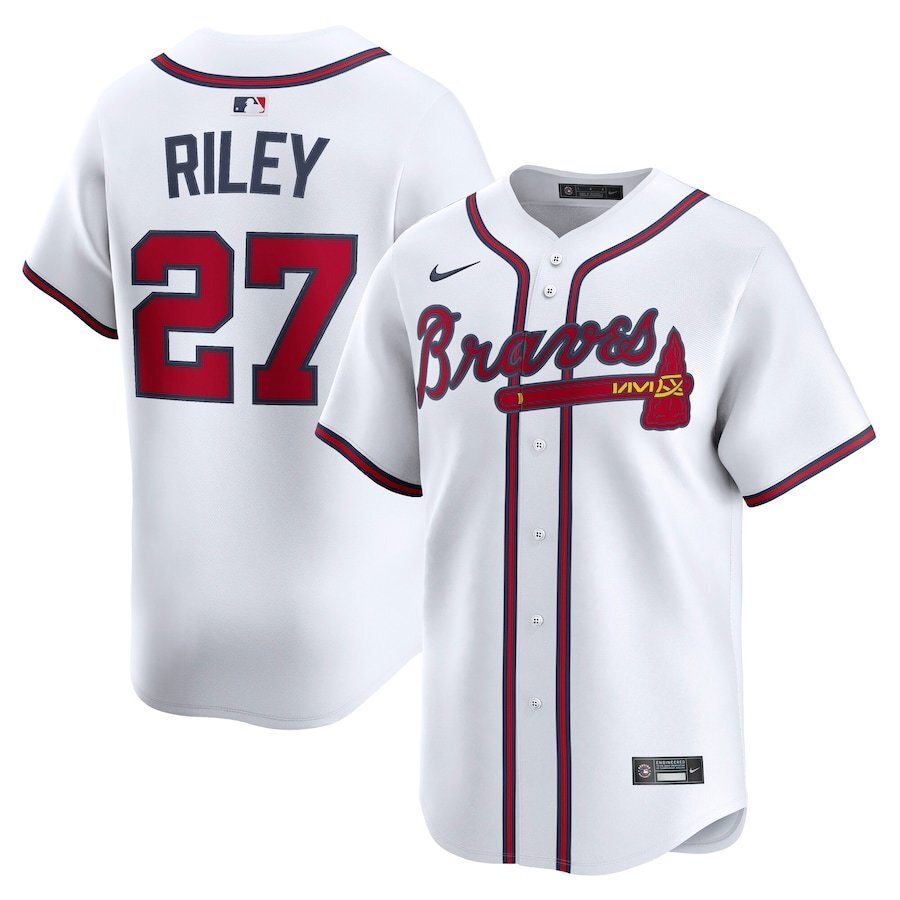 Atlanta Braves #27 Austin Riley Home Limited Player Jersey - White