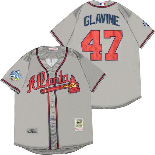 Atlanta Braves #47 Glavine Warriors 47 Gray 1999 Retro