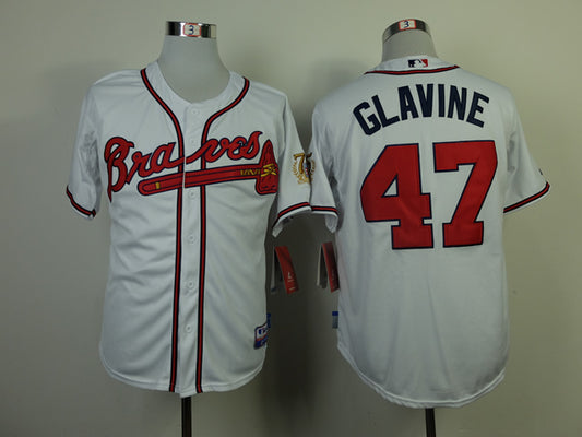 Atlanta Braves #47 Warriors 47 White With 75 Logo