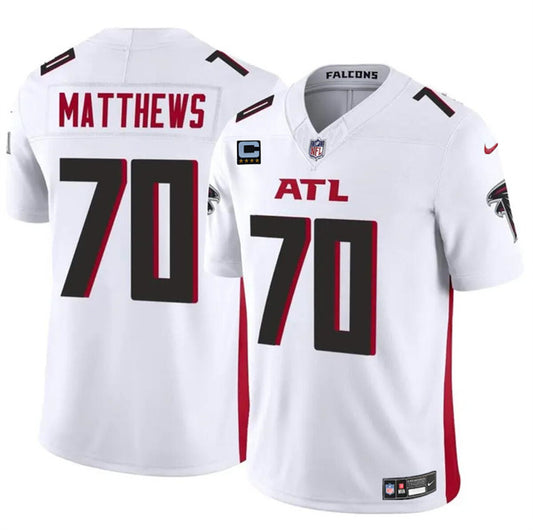 Atlanta Falcons #70 Jake Matthews White 2024 F.U.S.E With 4-Star C Patch Vapor