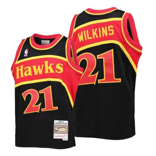 Atlanta Hawks #21 Dominique Wilkins Hawks 21 # “ ” Retro m&n Black Premium Mesh Jersey