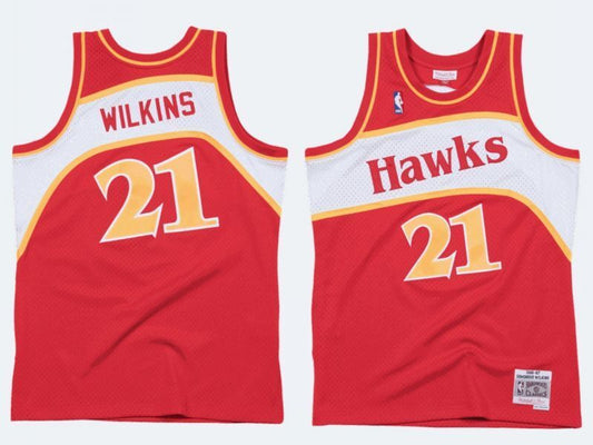 Atlanta Hawks #21 Dominique Wilkins Hawks 21 # “ ” Retro m&n Red Premium Mesh Jersey