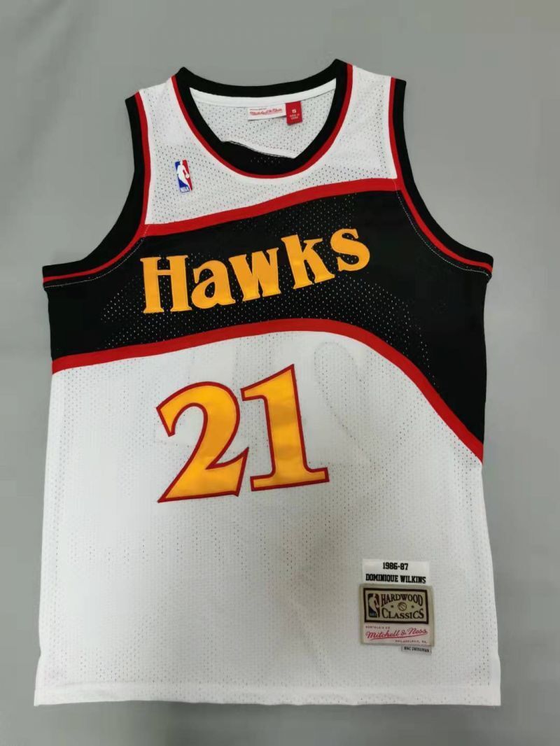 Atlanta Hawks #21 Dominique Wilkins Hawks 21# Retro - White Style 2