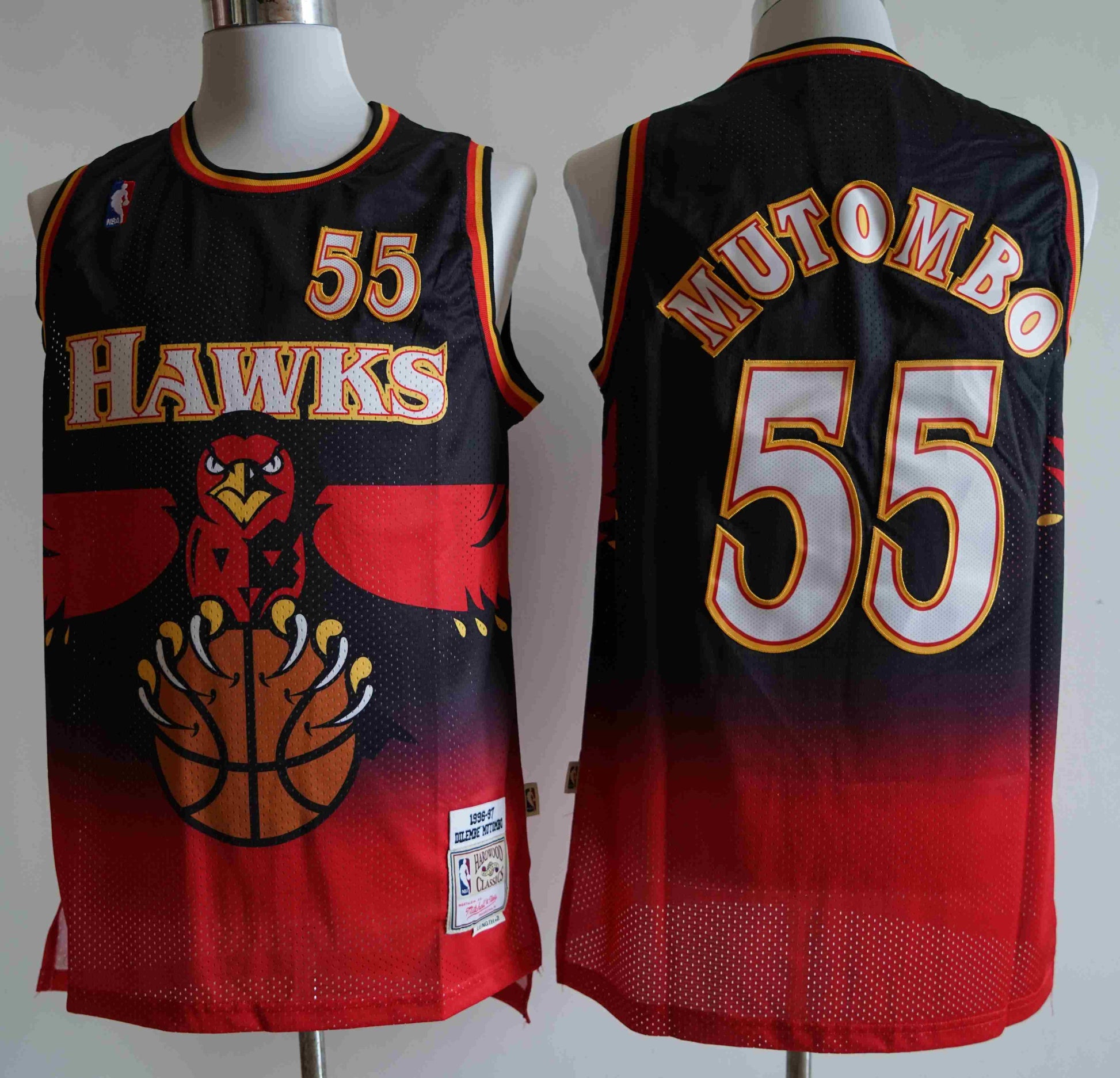 Atlanta Hawks #55 Dikembe Mutombo Hawks ( Mesh Print ) 55 # Mutombo Red